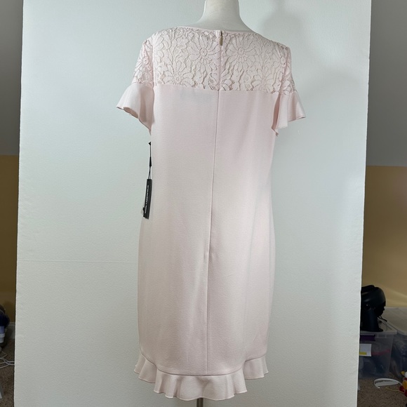 Karl Lagerfeld lace top ruffle hem dress light pink - Picture 4 of 9